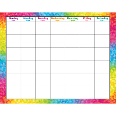 Trend Enterprises Colorful Brush Strokes Wipe-Off Monthly Calendar, PK6 T27011